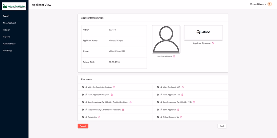 Screenshot of Document Management System project showing the user interface and key features